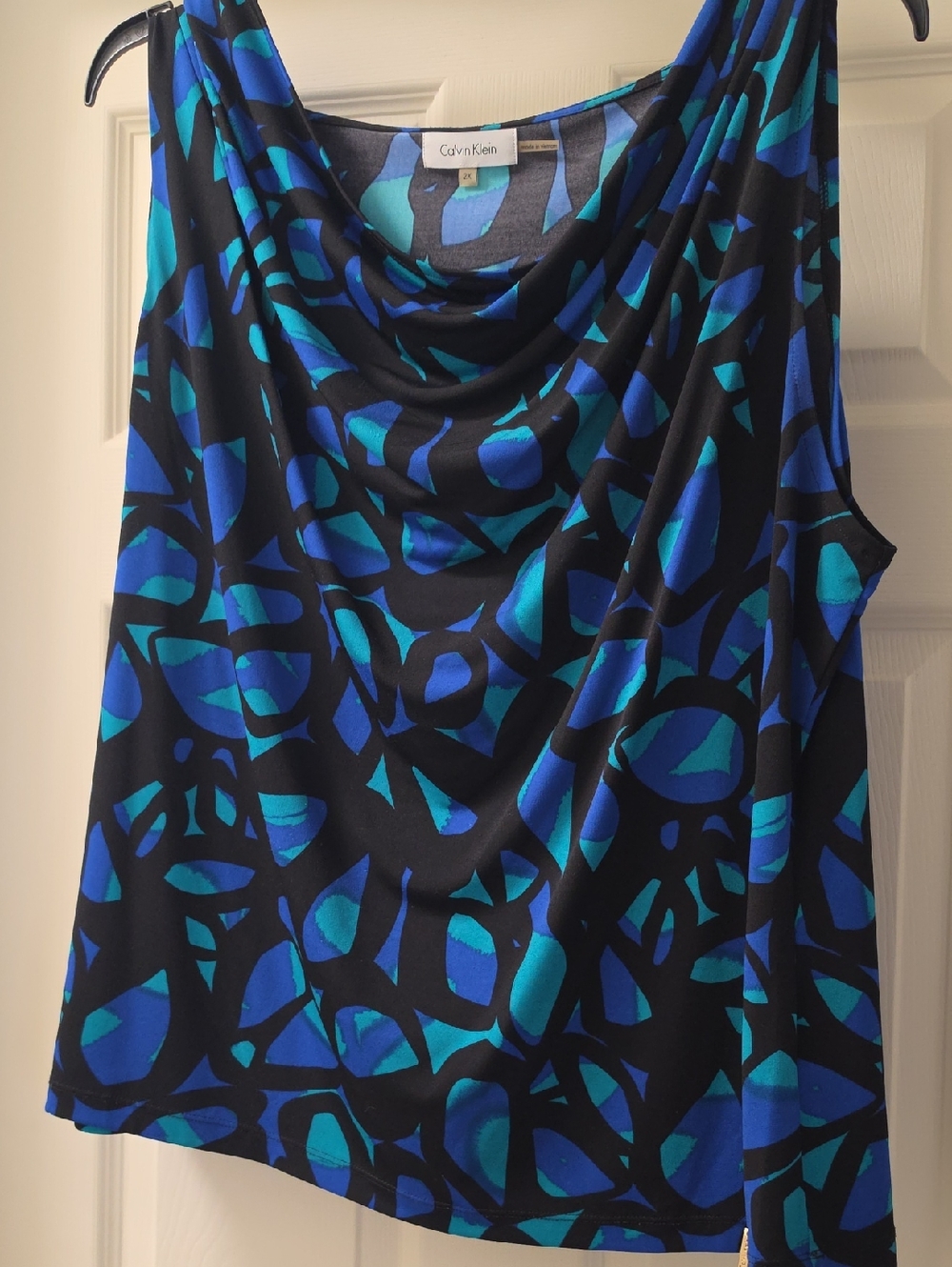 Calvin Klein Black Tank Top with Blue and Teal Abstract Print